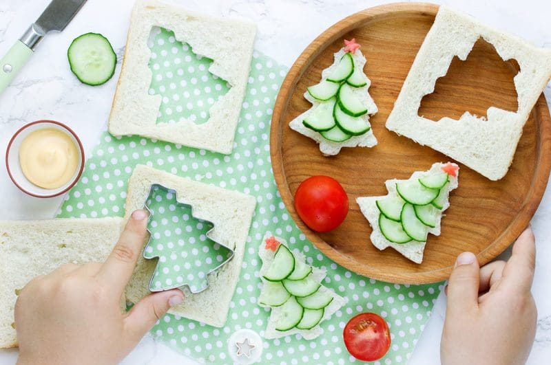 kerstboom komkommer sandwich