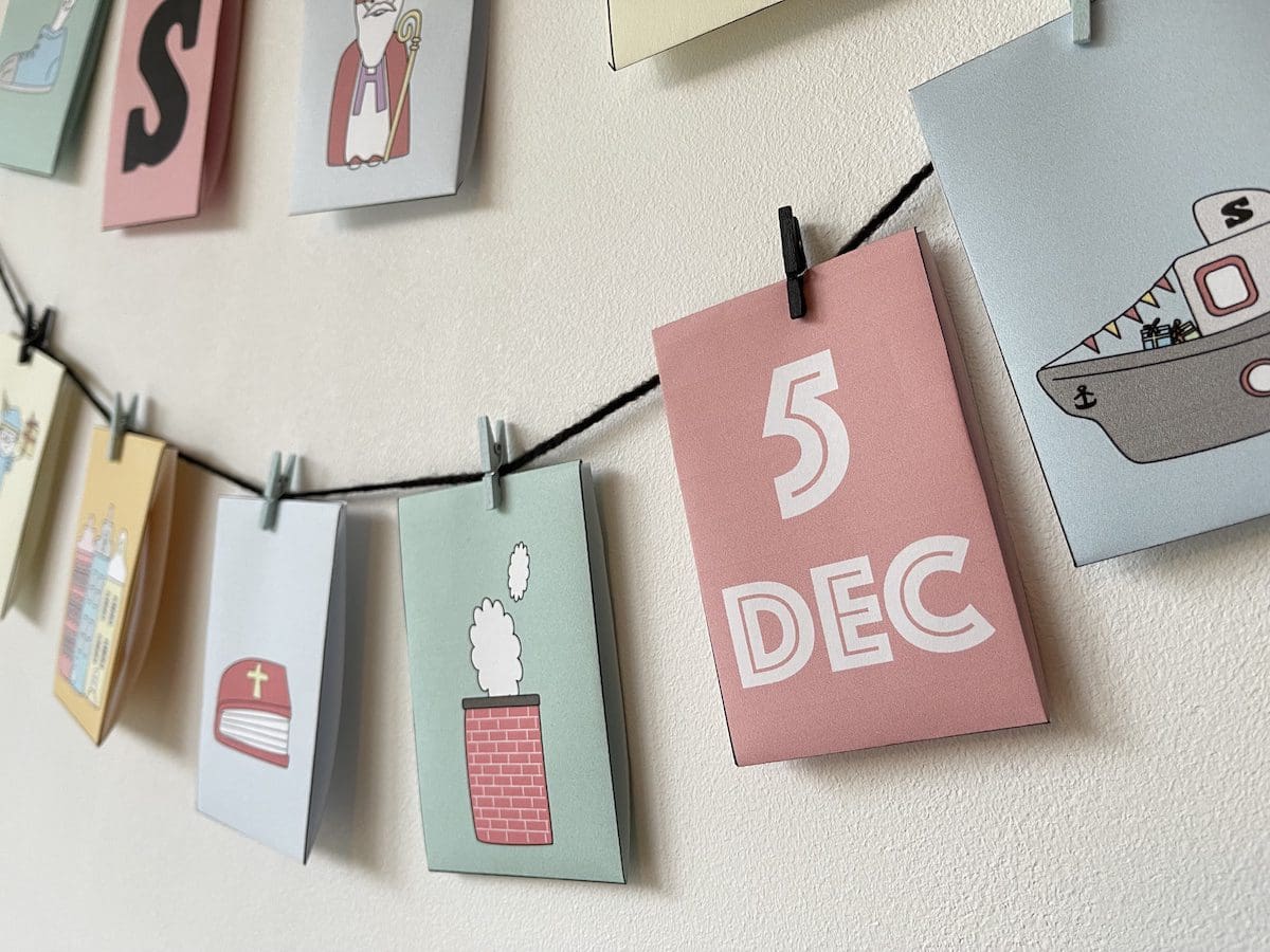 Originele aftelkalender met envelopjes en briefjes
