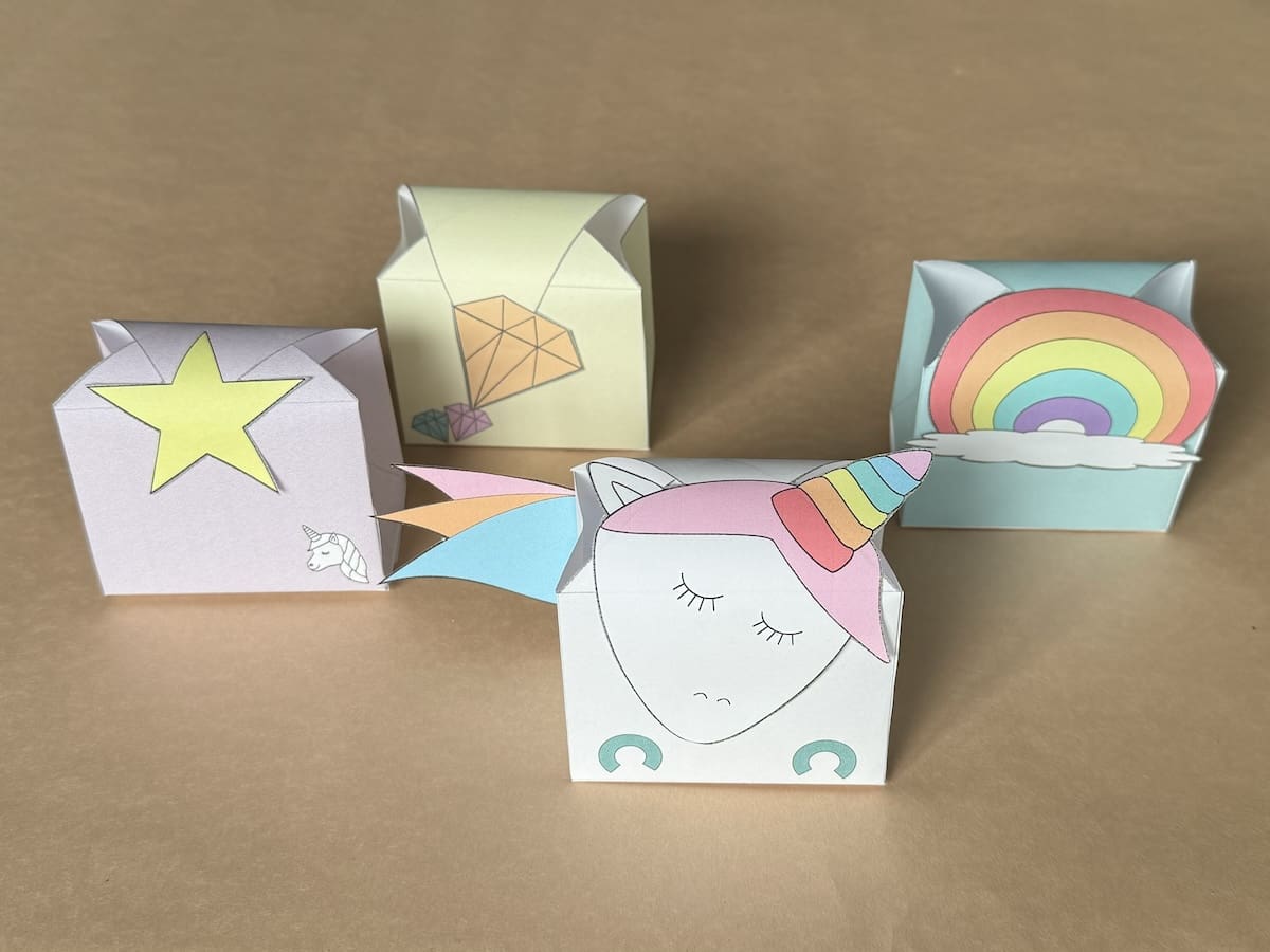 Traktatie bakjes printen, eenhoorn thema