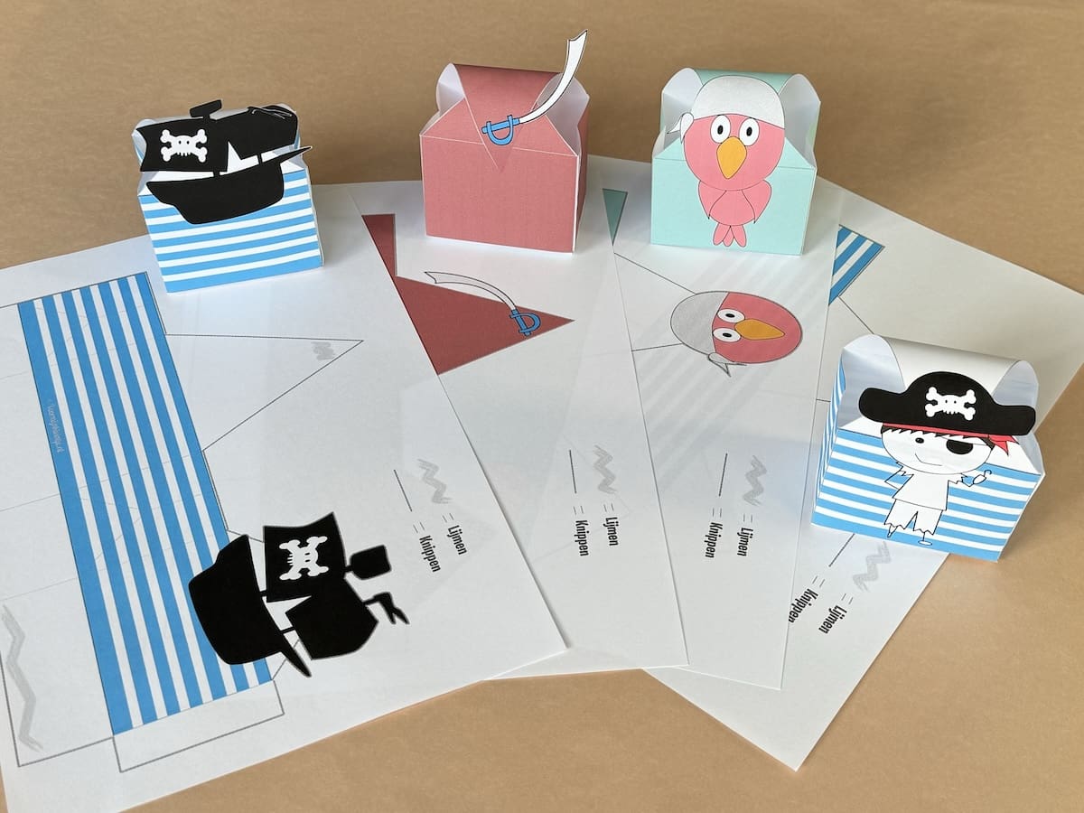 Traktatie bakjes printen, piraten thema
