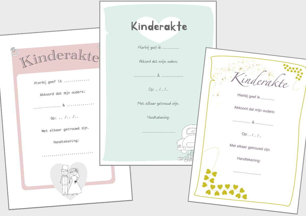 Kinderakte voor als je gaat trouwen! Downloaden en printen