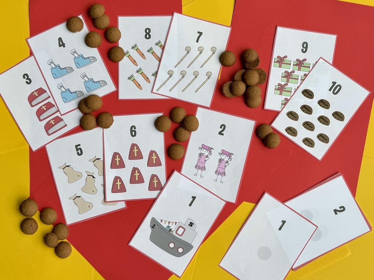 Leren tellen met Sinterklaas: Telkaarten voor spelenderwijs plezier!